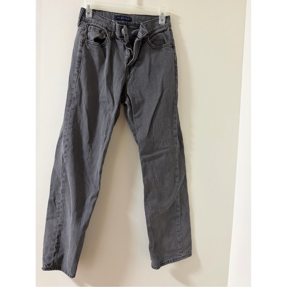 Aeropostale High Rise Baggy Jeans Women 2 Gray Like New Straight Leg Denim